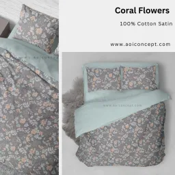 Bộ Chăn Ga Gối 4 Món Cotton Satin Họa Tiết Coral Flowers