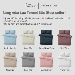 Bộ Chăn Ga Gối 4 Món Lụa Tencel Màu Trắng Tinh