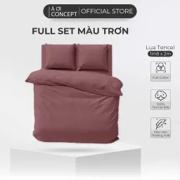 Bộ Chăn Ga Gối 5 Món Lụa Tencel Màu Nâu Trầm