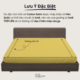 Ga Giường Cotton Satin Bo Chun Màu Vàng Mơ