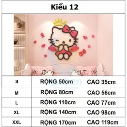 Tranh Dán Tường Mica 3D Khổ Lớn Hello Kitty Đôi Cánh Thiên Thần Kiểu 12