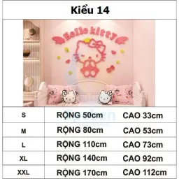 Tranh Dán Tường Mica 3D Khổ Lớn Hello Kitty Đôi Cánh Thiên Thần Kiểu 14