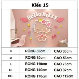 Tranh Dán Tường Mica 3D Khổ Lớn Hello Kitty Đôi Cánh Thiên Thần Kiểu 15