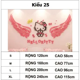 Tranh Dán Tường Mica 3D Khổ Lớn Hello Kitty Kiểu 25