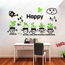 Tranh Dán Tường Mica 3D Khổ Lớn Khu Vườn Vui Vẻ Happy Cây Mưa