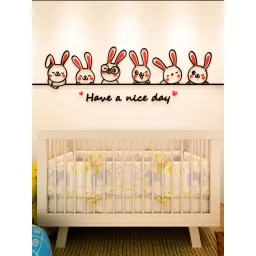 Tranh Dán Tường Mica 3D Khổ Lớn Hoạt Hình Thỏ Bunny Dễ Thương