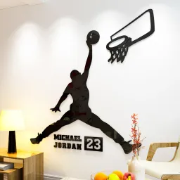 Tranh Dán Tường Mica 3D Khổ Lớn Ngôi Sao Bóng Rổ NBA Michael Jordan Kiểu B