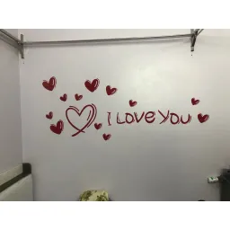 Tranh Dán Tường Mica 3D Khổ Lớn Trái Tim I Love You