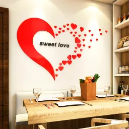 Tranh Dán Tường Mica 3D Khổ Lớn Trái Tim Sweet Love Lãng Mạn