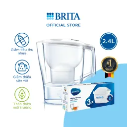 Combo Bình Lọc Nước BRITA Aluna White Kèm Hộp 3 Lõi Lọc BRITA Maxtra Plus