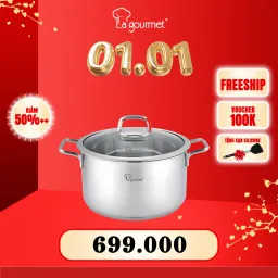 Nồi Inox Nova 304 Cao Cấp 5 Đáy La Gourmet 24cm