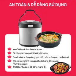 Nồi Ủ Chân Không Giữ Nhiệt Nấu Chậm Làm Mềm La Gourmet 5L Đa Năng