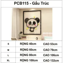 Tranh Dán Tường Mica 3D Khổ Lớn Gấu Trúc / Chim Cánh Cụt / Mèo