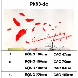 Tranh Dán Tường Mica 3D Khổ Lớn Lông Vũ Nhiều Size