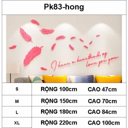 Tranh Dán Tường Mica 3D Khổ Lớn Lông Vũ Nhiều Size