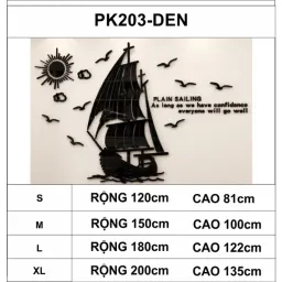 Tranh Dán Tường Mica 3D Khổ Lớn Thuyền Buồm