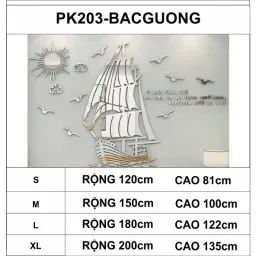 Tranh Dán Tường Mica 3D Khổ Lớn Thuyền Buồm