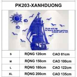 Tranh Dán Tường Mica 3D Khổ Lớn Thuyền Buồm