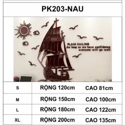 Tranh Dán Tường Mica 3D Khổ Lớn Thuyền Buồm