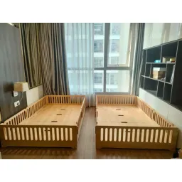 Giường Montessori Gỗ Trẻ Em, Giường Gỗ Chilling Phong Cách Korea