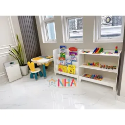 Kệ Sách Montessori Cho Bé, Kệ Gỗ Trẻ Em 4 Tầng, Giá Sách Mầm Non Bằng Gỗ Plywood