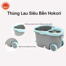 Bộ Cây Lau Nhà Tròn 360 Độ Nhựa PP, Thép Không Gỉ Siêu Bền