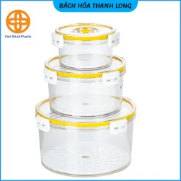 Hộp Đựng Thực Phẩm Tròn-Vuông Tách Nước Hokori Trong Suốt Có Nắp Thông Hơi Điều Chỉnh Độ Ẩm, Nhựa Nguyên Sinh