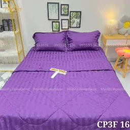 Bộ Chăn Ga Gối Kẻ Sọc Cotton 3F Cho Khách Sạn, Resort, Nhà Nghỉ - Giá Tốt Đủ Size (Inbox Size)