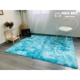 Thảm Lông Trải Sàn Màu Xanh Da Trời Loang - Size 2mx1m6