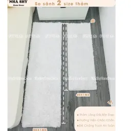 Thảm Lông Trải Sàn Trang Trí Nhà Cửa - Lót Phòng - Thảm Cạnh Giuờng Ngủ Màu Trơn Size 40x1m2 - 50x1m6