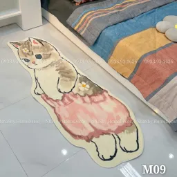 Thảm Trải Sàn Hình Chú Mèo Trang Trí Nhà Cửa Size 50x1m6