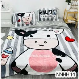 Trọn Bộ Chăn Gra Nỉ Nhung Mẫu Hoạt Hình 5D - Họa Tiết Dễ Thương - Đủ Size