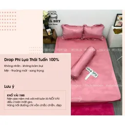 Trọn Bộ Drap Giường Phi Lụa Bóng Cao Cấp - Màu Đen - Mã 02