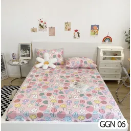 Trọn Bộ Ga Giuờng Cotton Poly 3 Món - Họa Tiết 3D - Hàng Nhập Khẩu - Set Ga + 2 Vỏ Gối Nằm