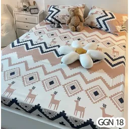 Trọn Bộ Ga Giuờng Cotton Poly 3 Món - Họa Tiết 3D - Hàng Nhập Khẩu - Set Ga + 2 Vỏ Gối Nằm