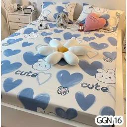 Trọn Bộ Ga Giuờng Cotton Poly 3 Món - Họa Tiết 3D - Hàng Nhập Khẩu - Set Ga + 2 Vỏ Gối Nằm