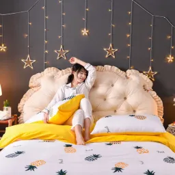 Tựa Đầu Giuờng Trang Trí Phòng Ngủ - Mẫu Hoàng Gia - Màu Kem - Size 80x1m6