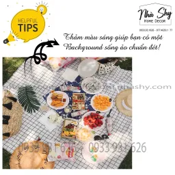 Vải Trải Chụp Ảnh - Vải Trải Picnic Decor Chụp Ảnh Caro, Báo Chí Nhiều Size