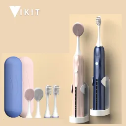 Bàn Chải Điện Cao Cấp Tích Hợp Máy Rửa Mặt Vikit S4 Smart Series Tặng Kèm Bộ Massage, Giá Treo Brushie