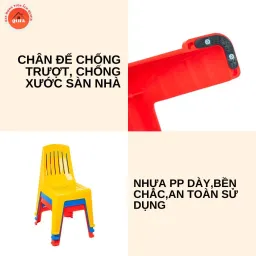 Ghế Nhựa Cho Bé, Ghế Tựa Trẻ Em, Mầm Non, Mẫu Giáo, Tiểu Học Kiểu Dáng Sọc Lưới Chắc Chắn Có Đế Chống Trượt, Cao 61cm