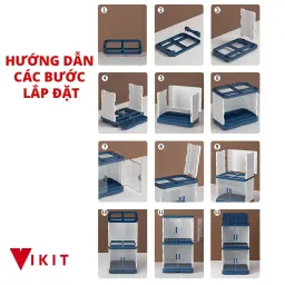 Kệ Úp Chén Có Nắp Đậy 2 Tầng Có Khay Hứng Nước VKIT KB08