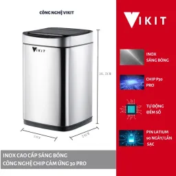 Thùng Đựng Rác INOX Có Nắp Đậy Và Đạp Chân Cao Cấp Kèm Giảm Chấn Và Sáng Bóng 6L - 30L