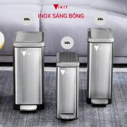 Thùng Rác Inox Đạp Chân Nhà Vệ Sinh, Bếp Cao Cấp Nắp Đóng Chậm VIKIT R16 6L - 30L