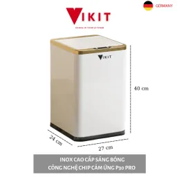 Thùng Rác Tự Động Cảm Ứng Thông Minh Inox Cao Cấp Sáng Bóng VKIT 6L - 20L