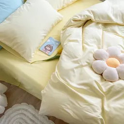 Bộ Chăn Ga Gối Cotton TC Emmidecor Cao Cấp Mẫu Vàng Nhẹ Nhàng Full