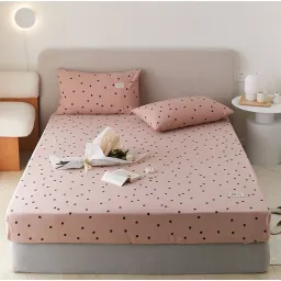 Bộ Ga Giường EmmiBedding 100% Cotton, Bộ Ga Chun Và 2 Vỏ Gối Miễn Phí Bo Chun