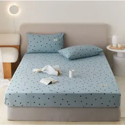 Bộ Ga Giường EmmiBedding 100% Cotton, Bộ Ga Chun Và 2 Vỏ Gối Miễn Phí Bo Chun