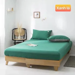 Bộ Ga Giường, Ga Gối TC Trơn 1 Màu EmmiBedding Gồm 1 Ga Và 2 Ao Gối Nằm