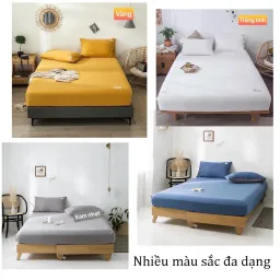 Bộ Ga Giường, Ga Gối TC Trơn Có Tag EmmiBedding Gồm 1 Ga Và 2 Áo Gối Nằm