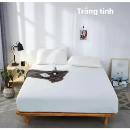 Bộ Ga Giường, Ga Gối TC Trơn Có Tag EmmiBedding Gồm 1 Ga Và 2 Áo Gối Nằm